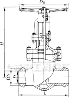 Z61Y-250、Z61Y-320 型高压电站闸阀主要外形及结构尺寸示意图